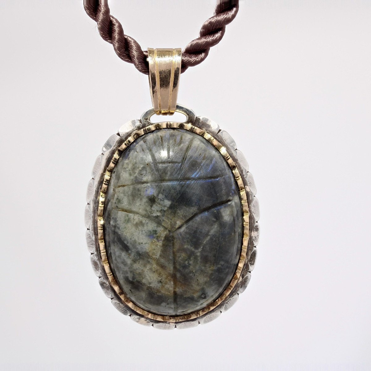 Pendentif Or Argent Scarabée Labradorite-photo-1