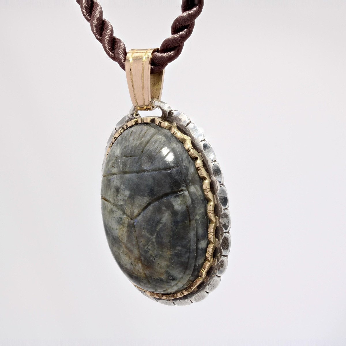 Pendentif Or Argent Scarabée Labradorite-photo-3