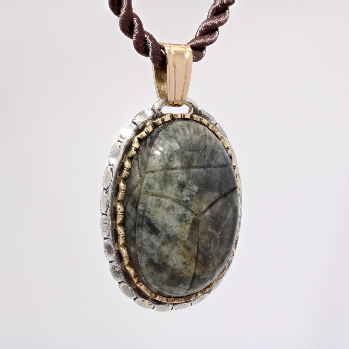 Pendentif Or Argent Scarabée Labradorite-photo-4