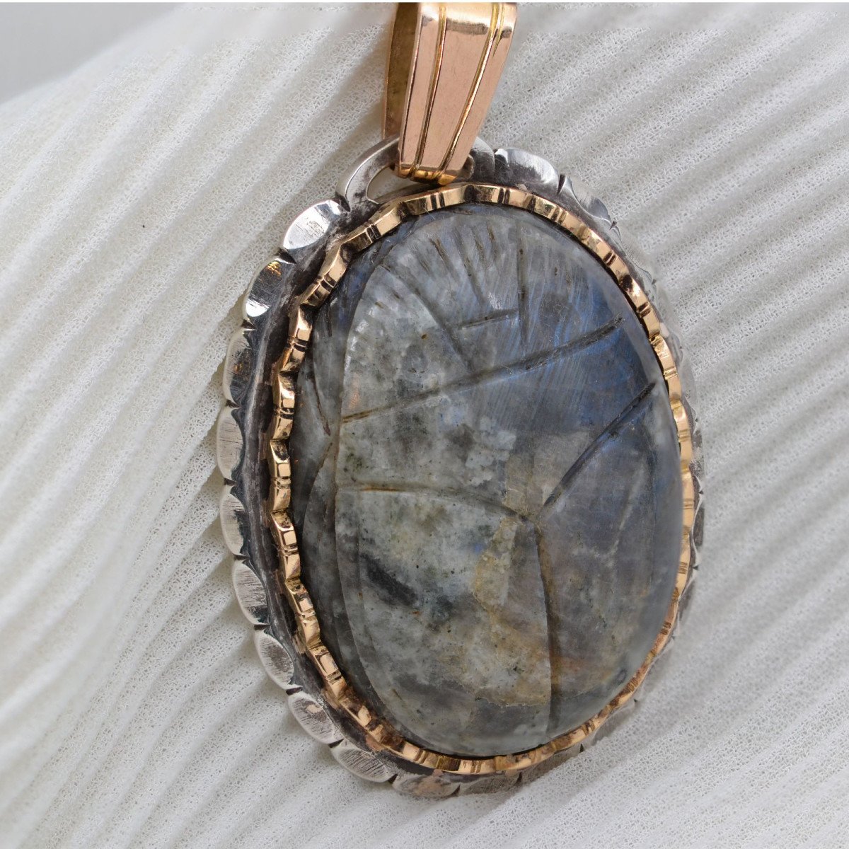 Pendentif Or Argent Scarabée Labradorite-photo-6