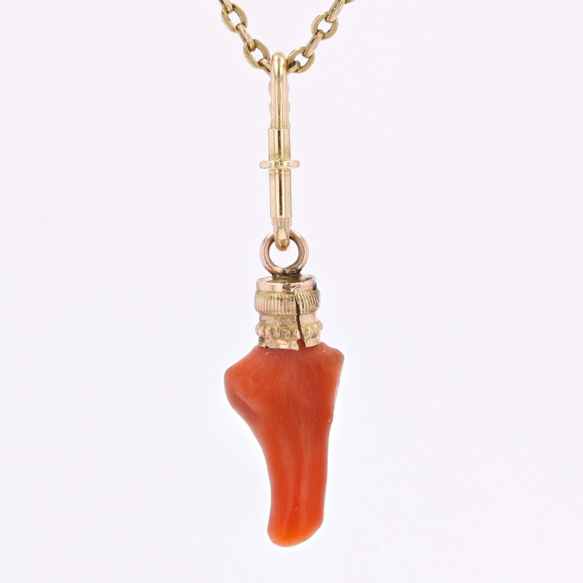 Yellow Gold Coral Pendant-photo-4