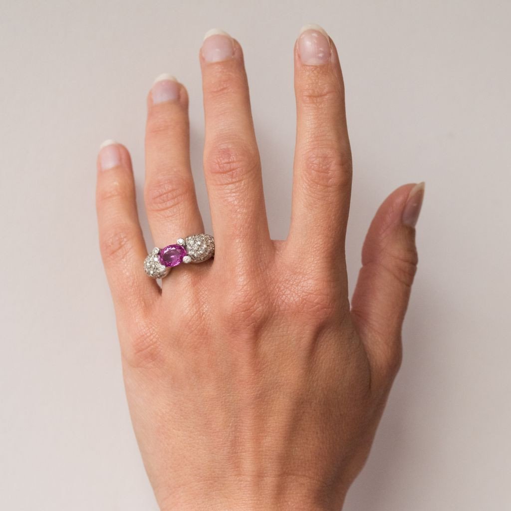 Bague saphir best sale rose et diamant