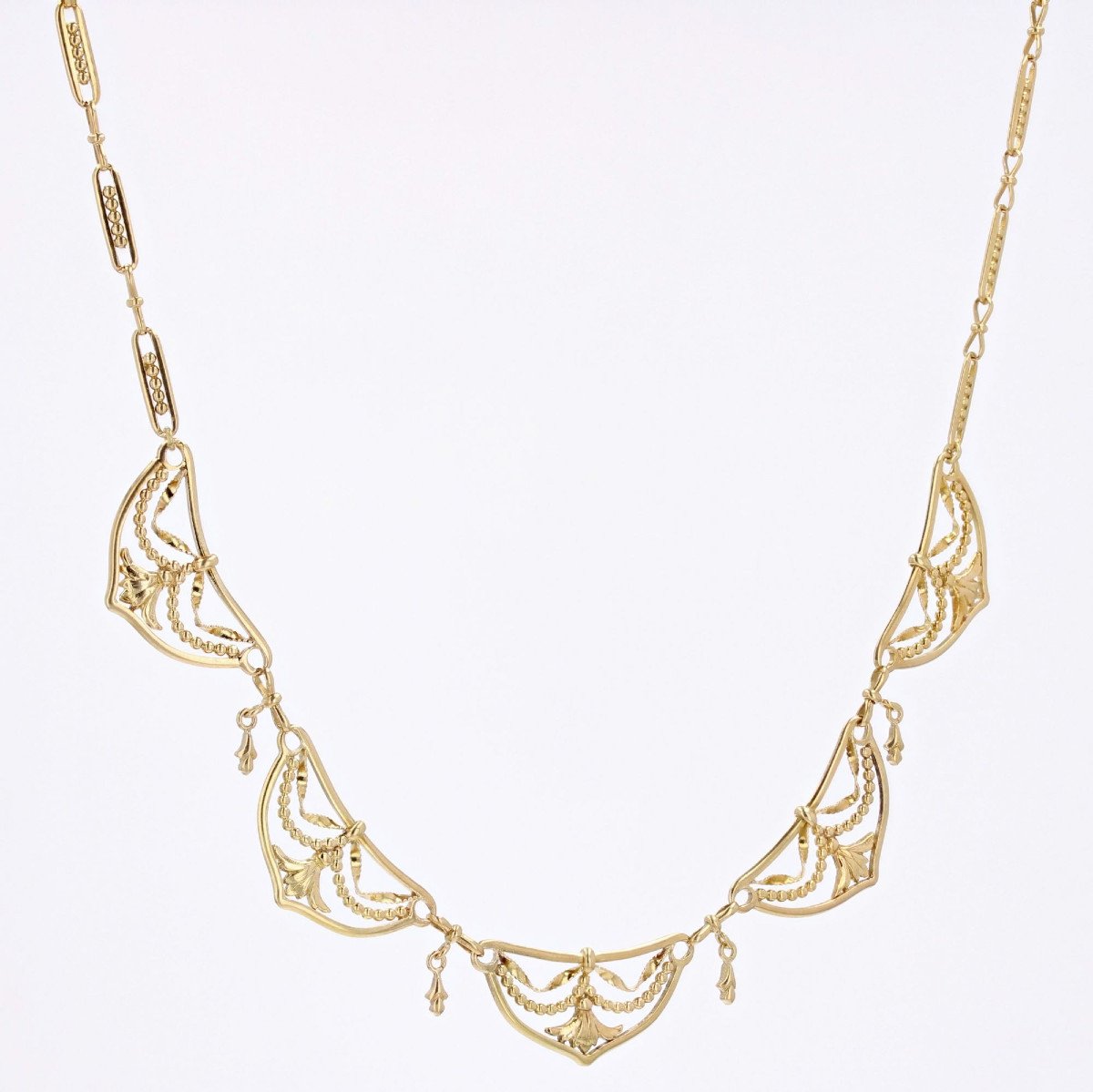 Old Gold Drapery Necklace-photo-4