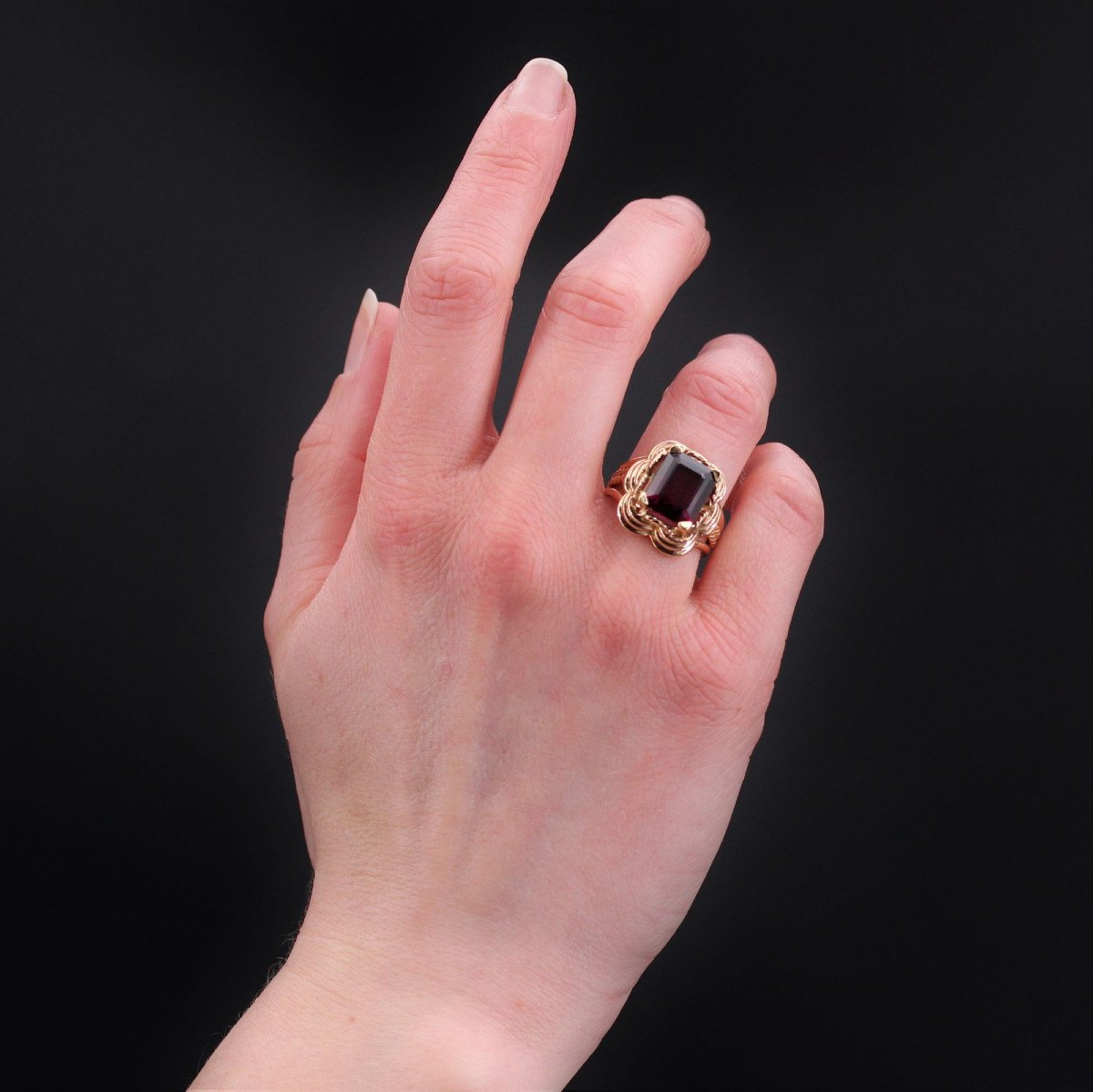 Rhodolite Garnet And Vintage Gold Ring-photo-4