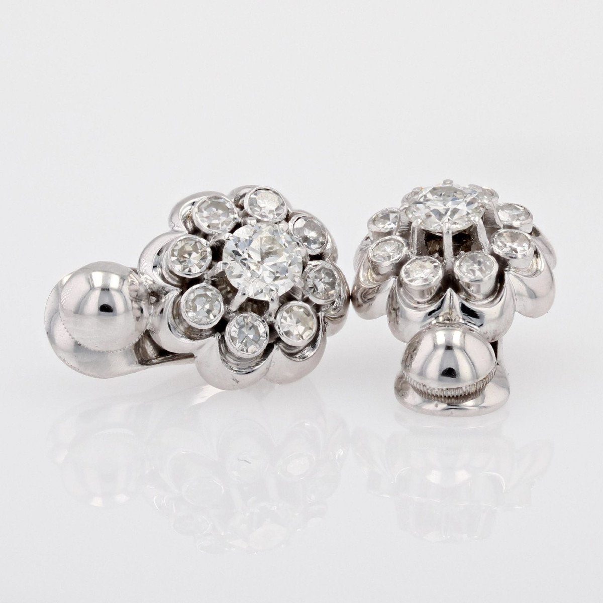 Boucles d'Oreilles Marguerite Diamants Clips-photo-4