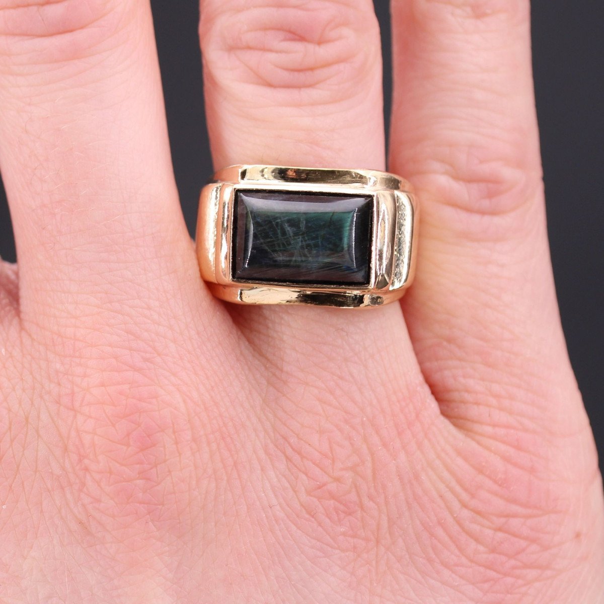 Signet Ring In Gold And Spectrolite-photo-2