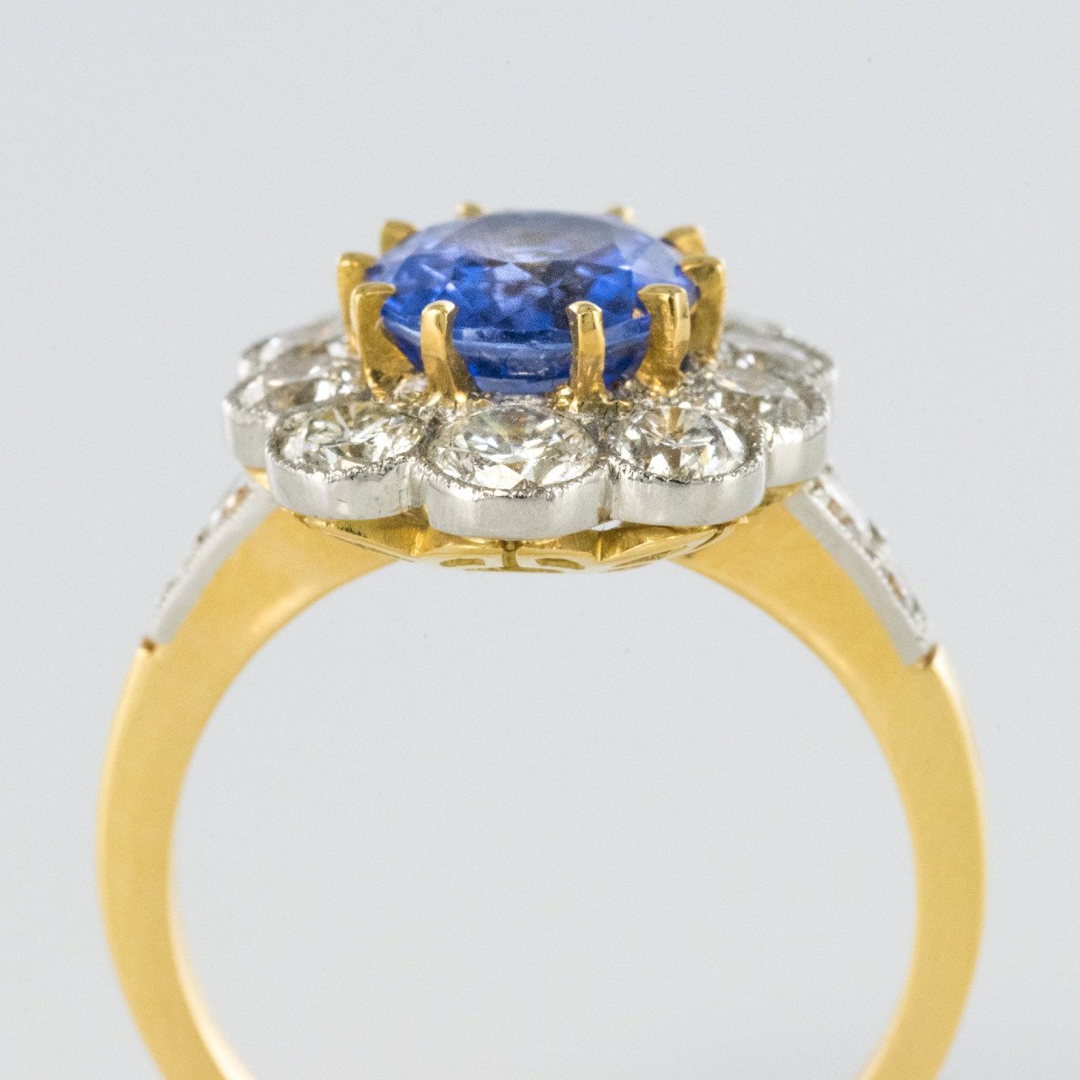 Bague Marguerite Saphir Bleu Et Diamants-photo-3