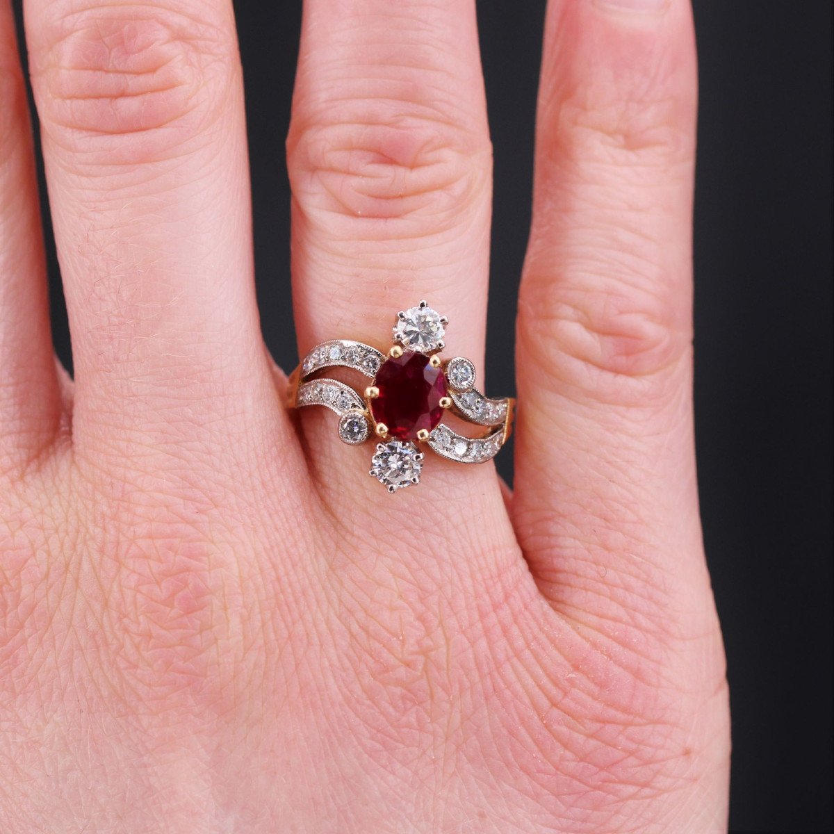 Ring Style 1900 Ruby Diamonds-photo-2