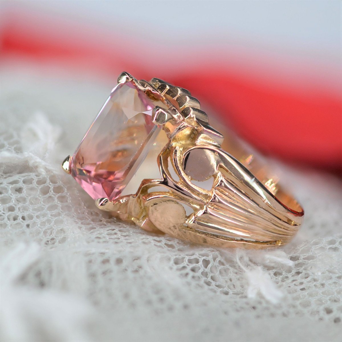 Old Polychrome And Gold Tourmaline Ring-photo-5