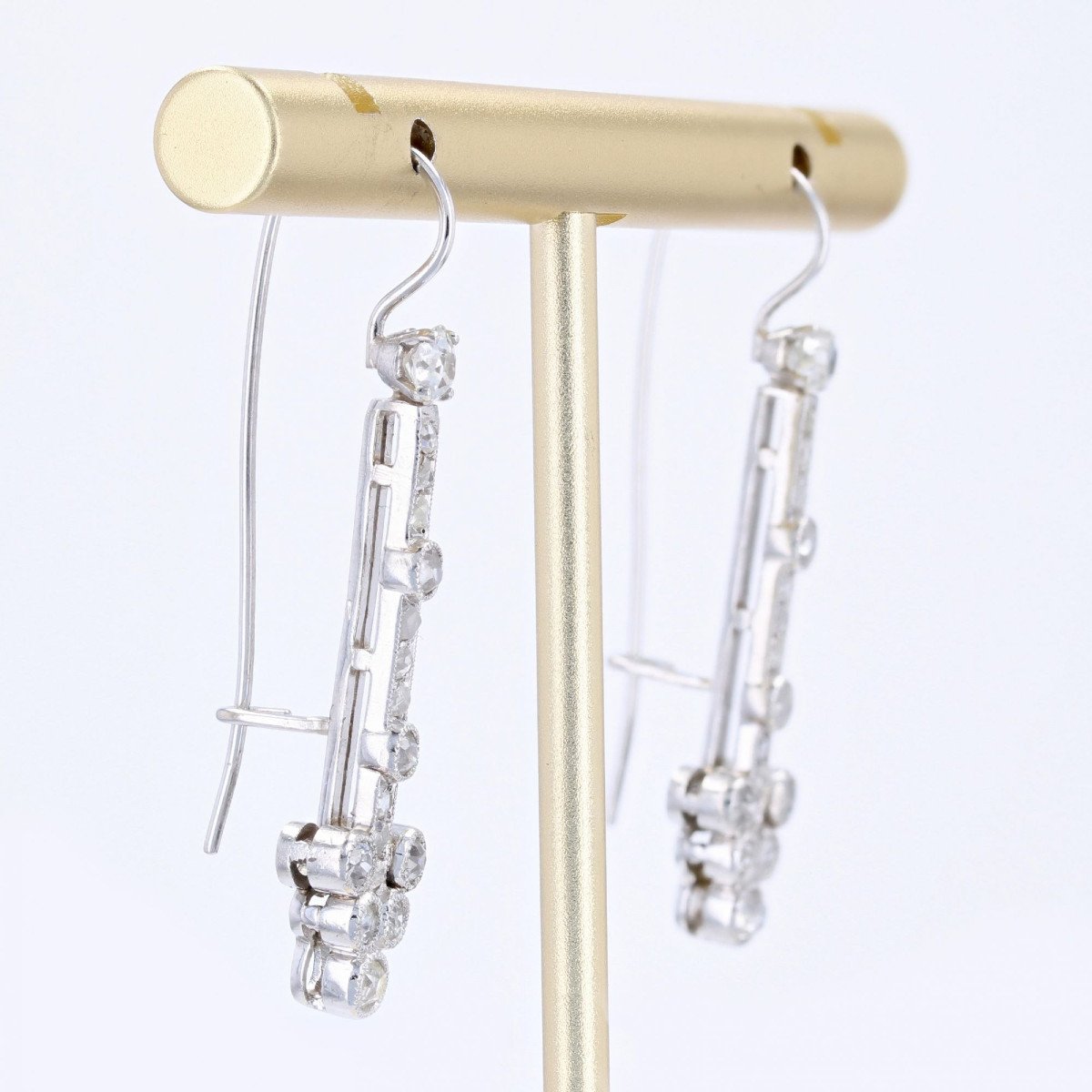 Boucles d'Oreilles Pendantes Or Blanc Et Diamants-photo-1