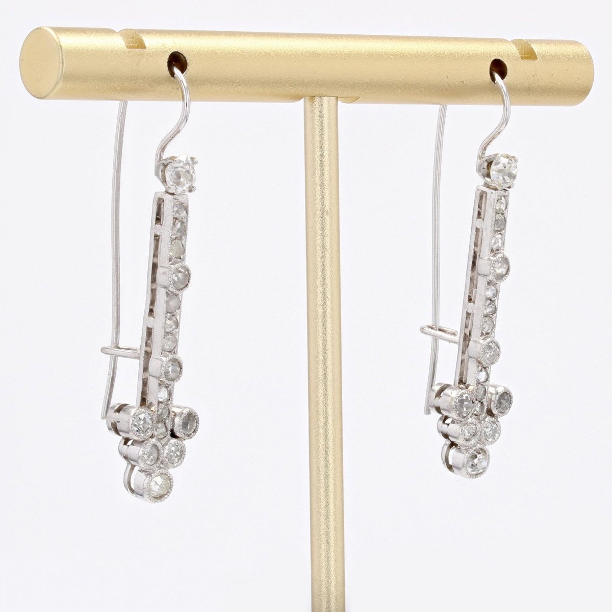 Boucles d'Oreilles Pendantes Or Blanc Et Diamants-photo-3