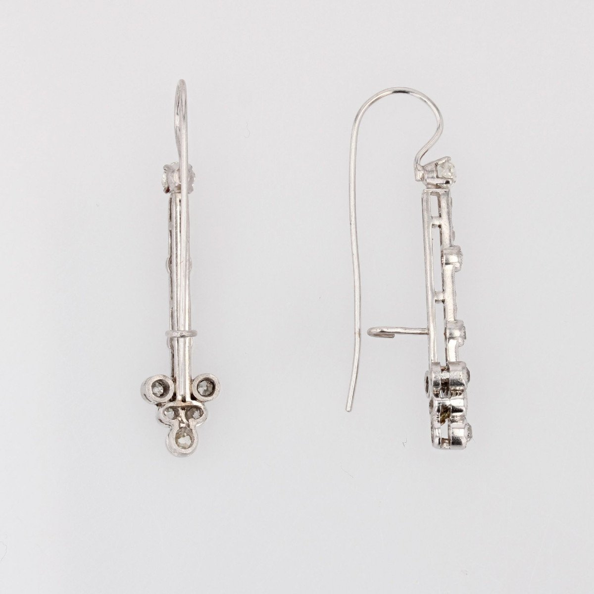 Boucles d'Oreilles Pendantes Or Blanc Et Diamants-photo-4