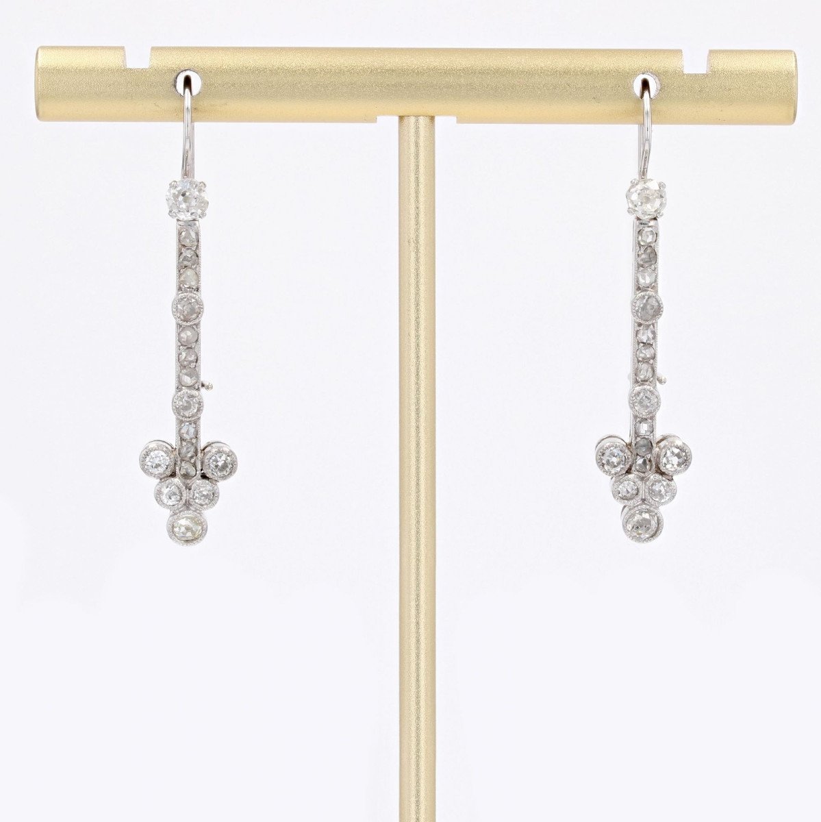 Boucles d'Oreilles Pendantes Or Blanc Et Diamants-photo-6