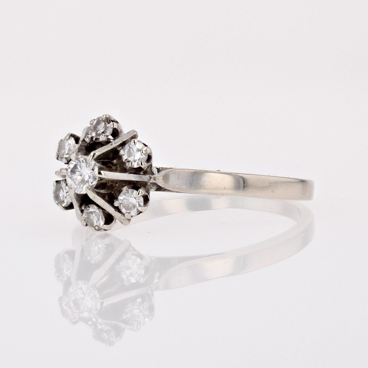 Vintage Diamonds White Gold Ring-photo-3