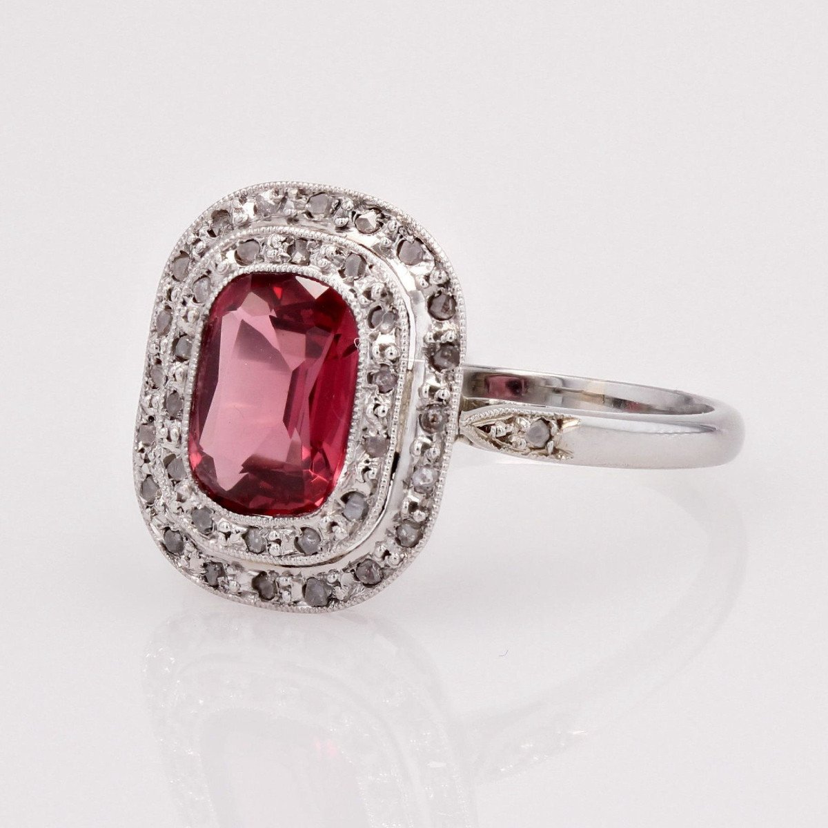 Antique Red Spinel And Diamonds Ring-photo-3
