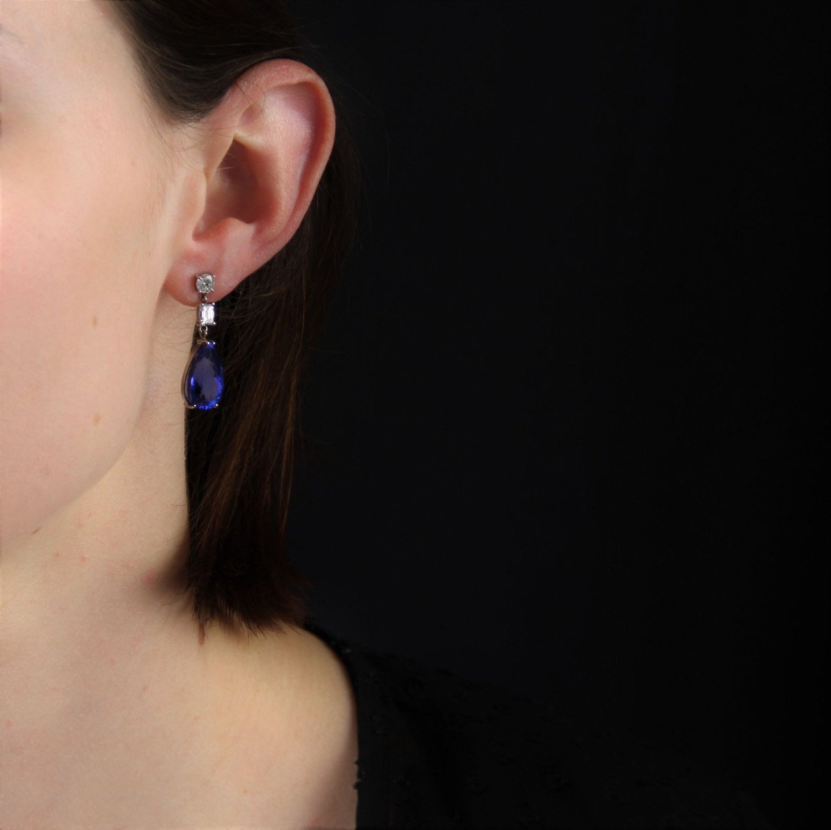 Boucles d'Oreilles Tanzanites Et Diamants-photo-2