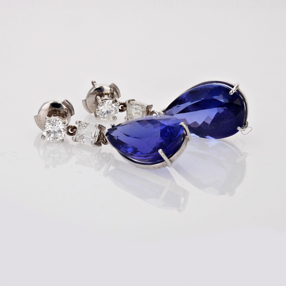 Boucles d'Oreilles Tanzanites Et Diamants-photo-4