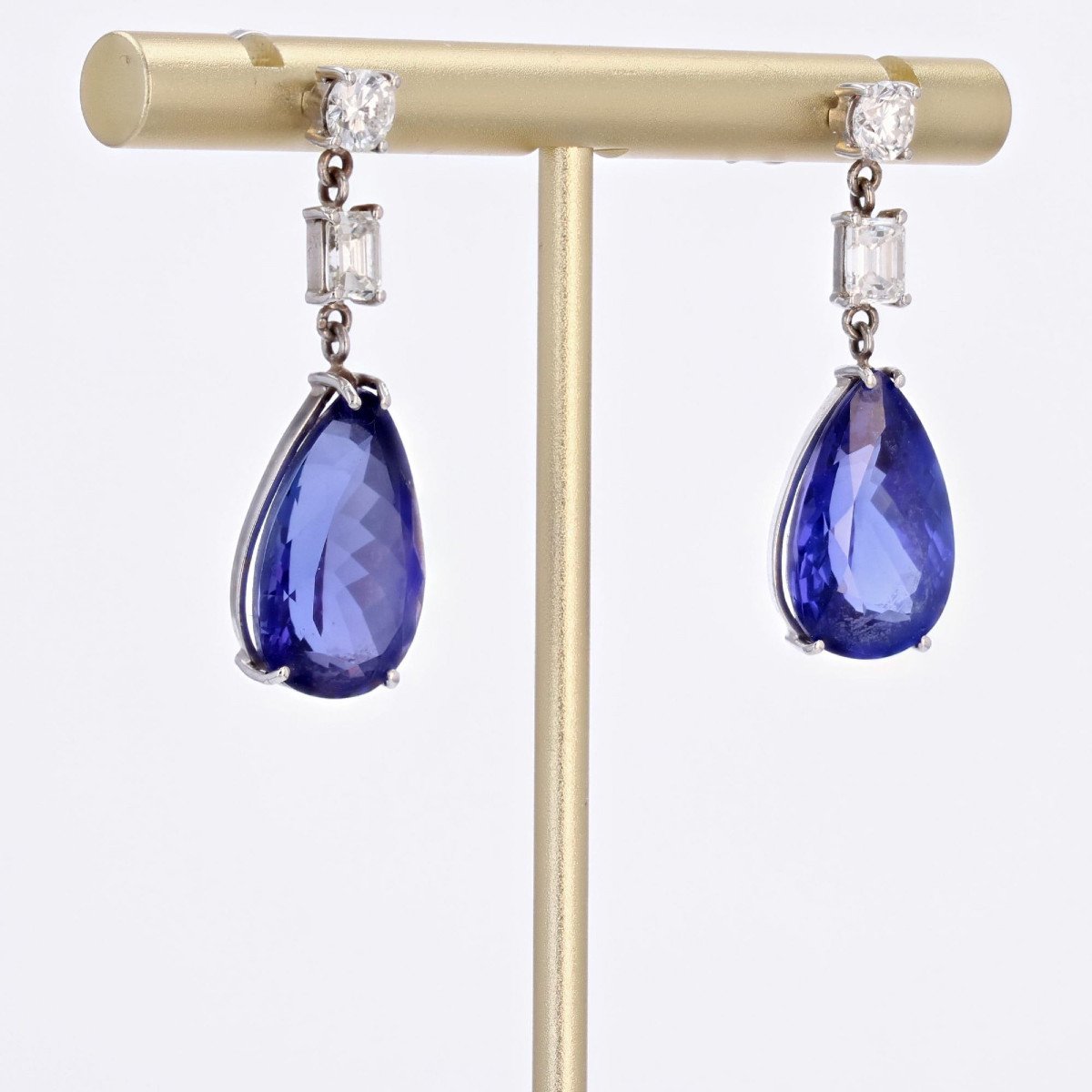 Boucles d'Oreilles Tanzanites Et Diamants-photo-3