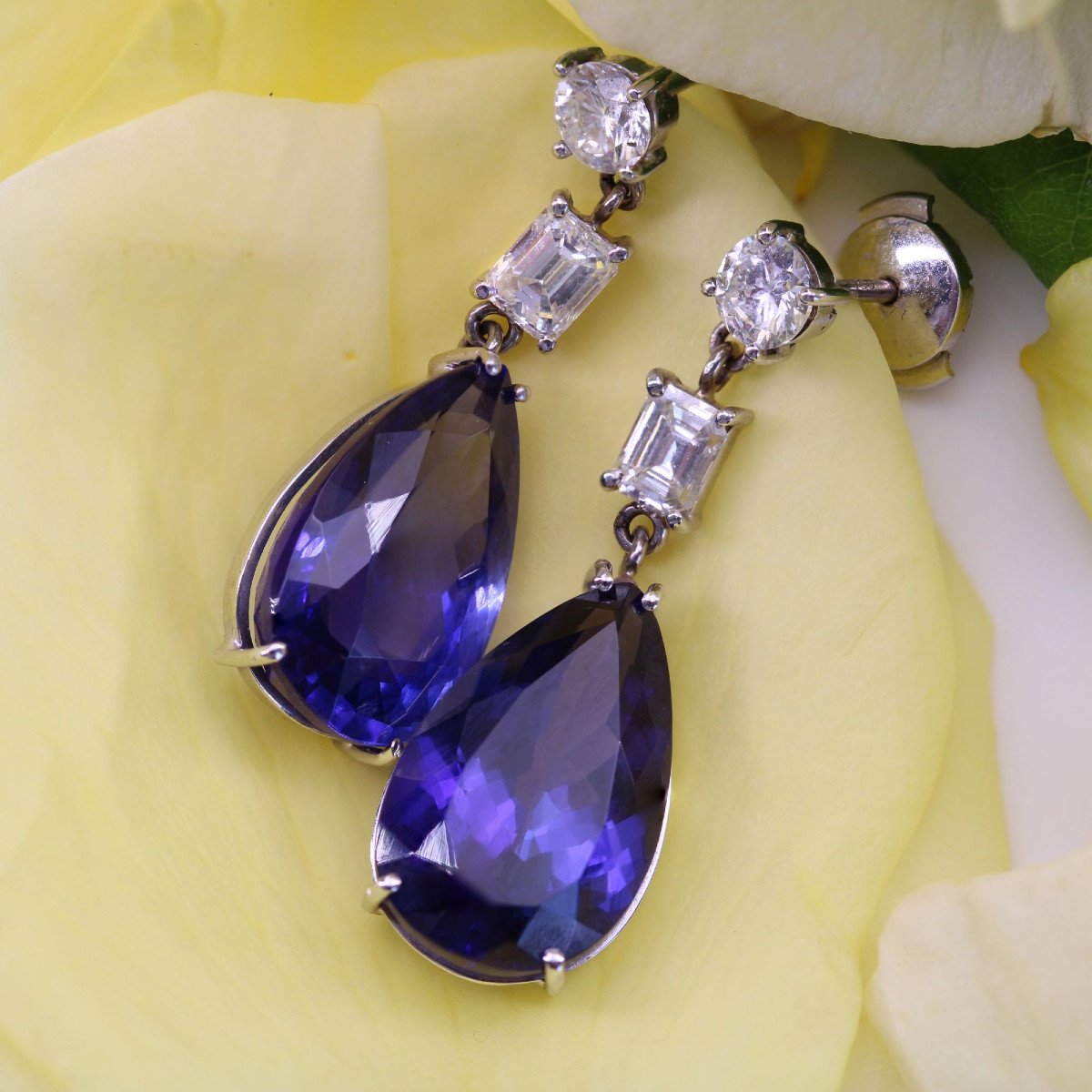 Boucles d'Oreilles Tanzanites Et Diamants-photo-6