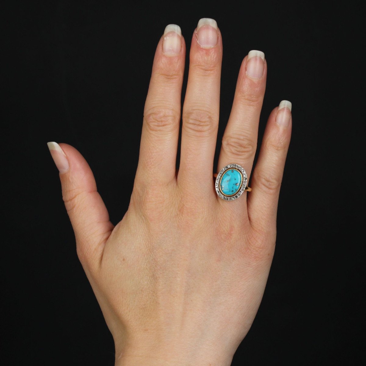 Old Diamond And Turquoise Ring-photo-2