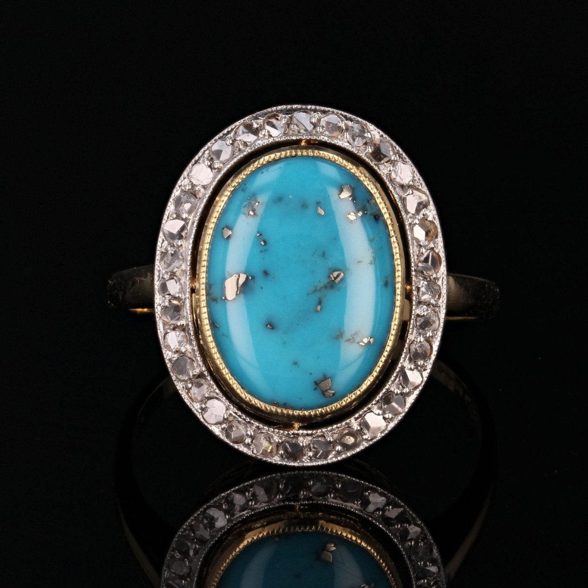 Old Diamond And Turquoise Ring-photo-3