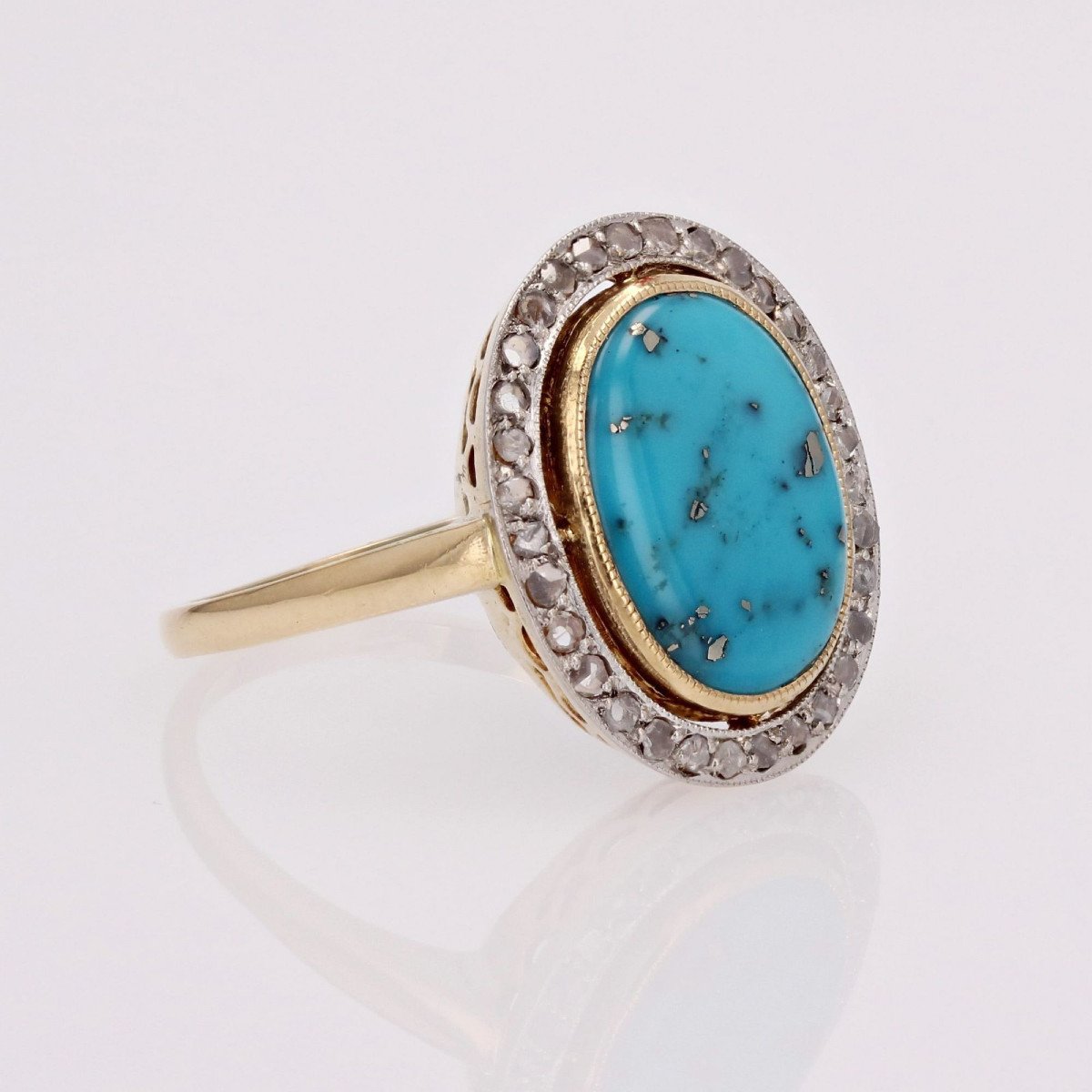 Old Diamond And Turquoise Ring-photo-5