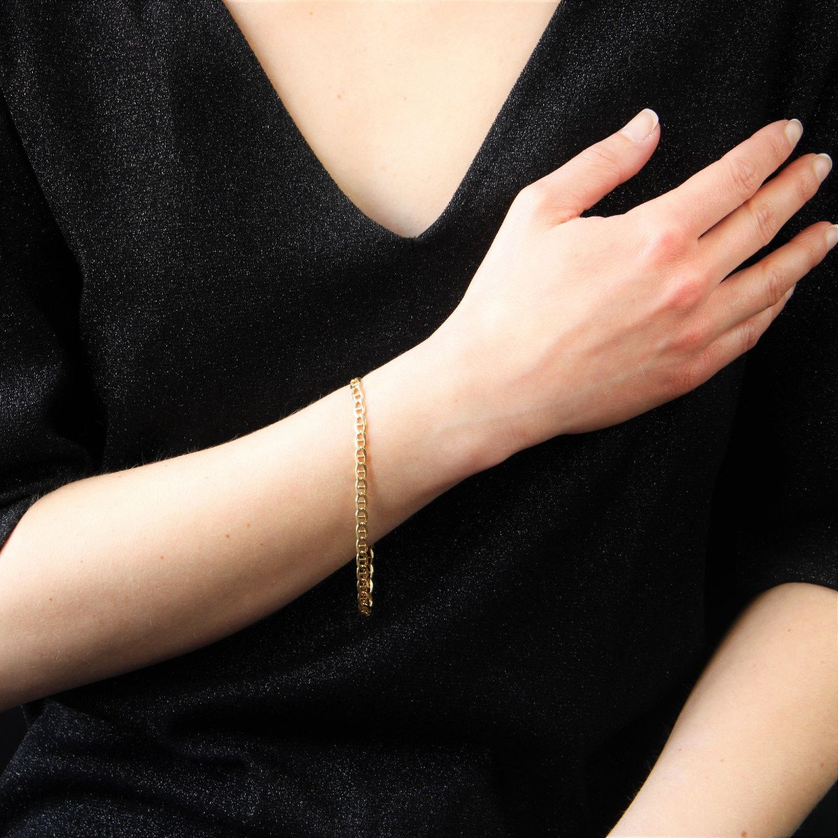 Yellow Gold Navy Mesh Bracelet-photo-2