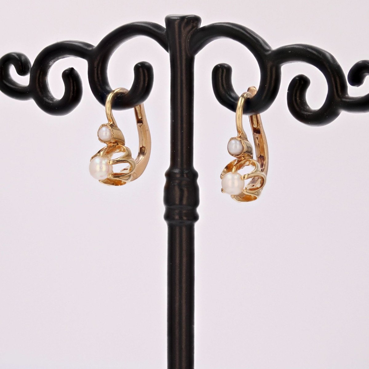 Boucles d'Oreilles Dormeuses Or Jaune Perles-photo-4