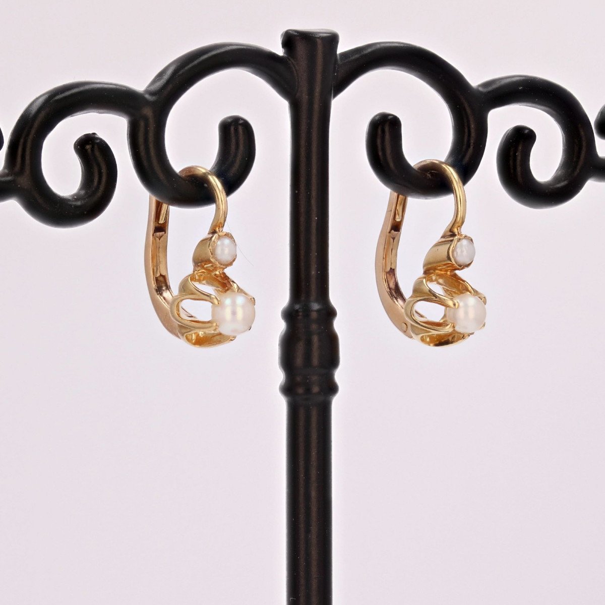 Boucles d'Oreilles Dormeuses Or Jaune Perles-photo-1