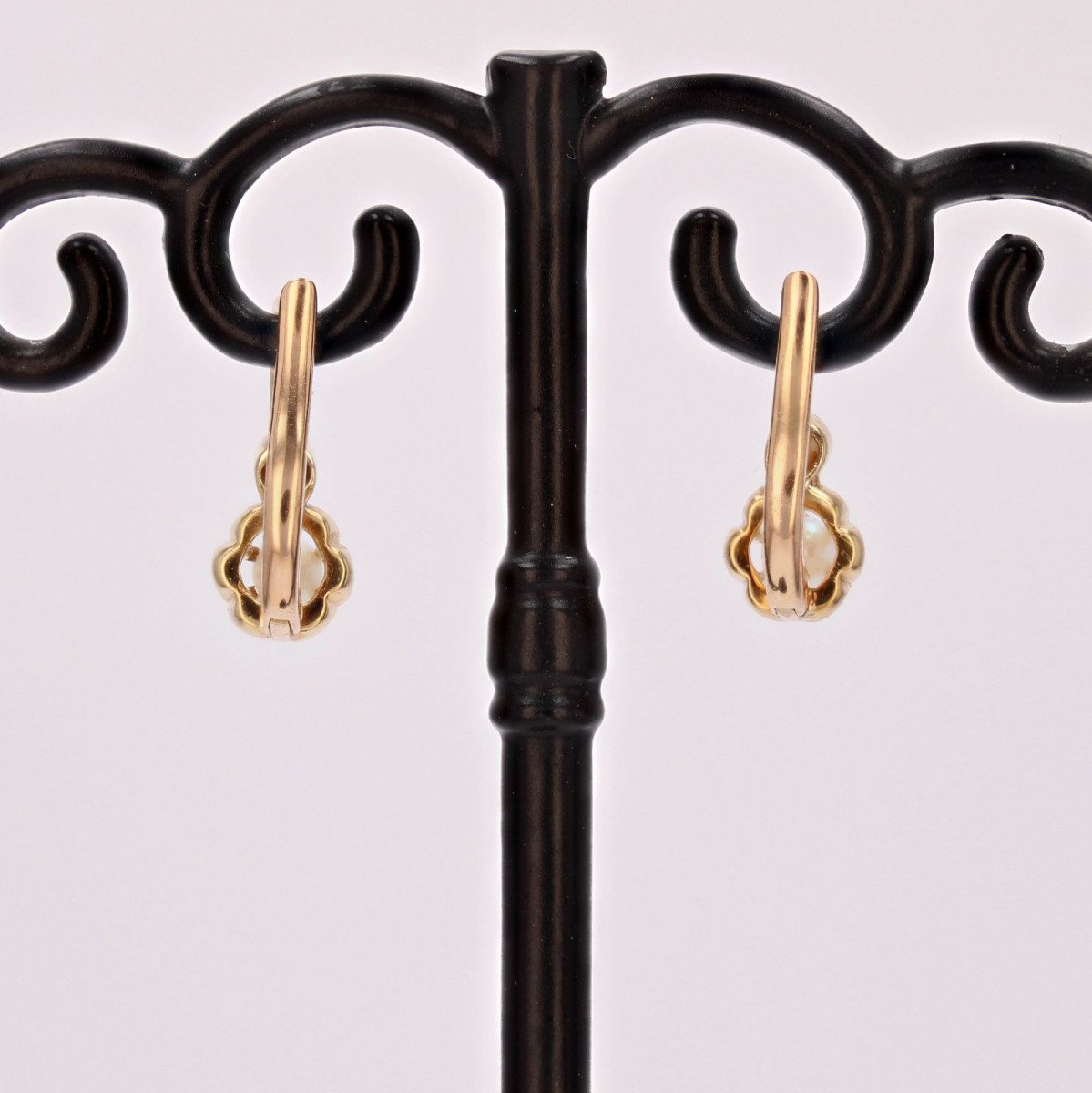 Yellow Gold Pearl Dormeuses Earrings-photo-4