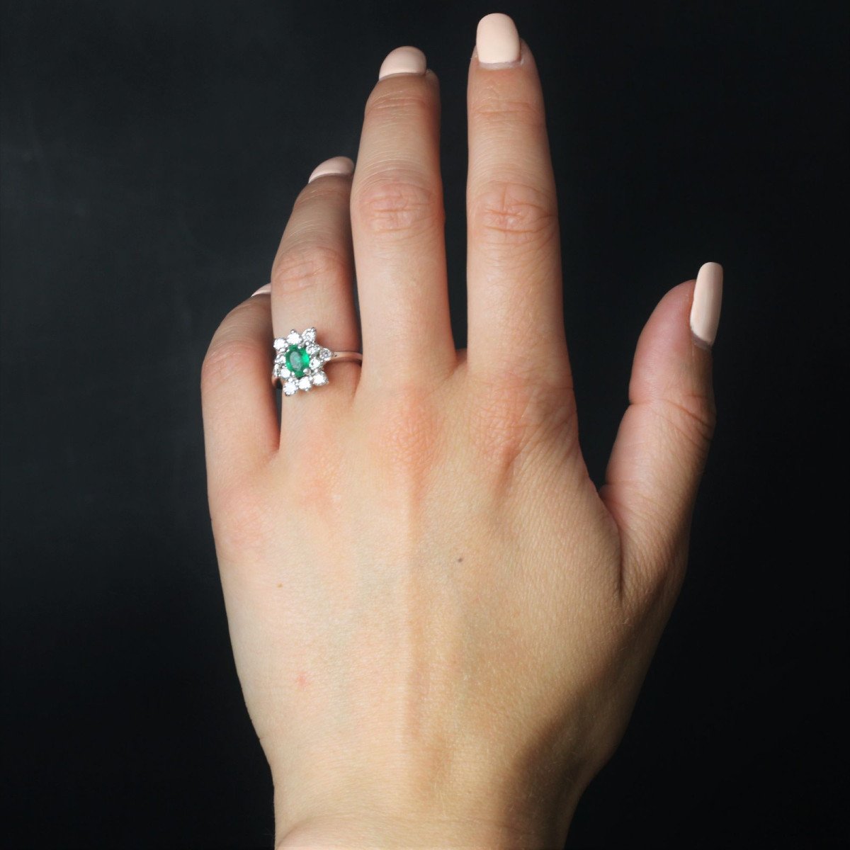 Vintage Diamond Emerald Ring-photo-4