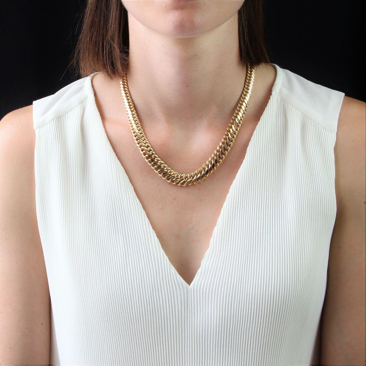 Vintage Curb Chain Gold Necklace-photo-2