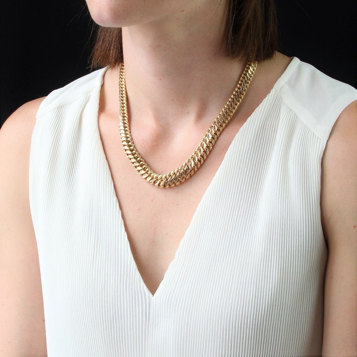 Vintage Curb Chain Gold Necklace-photo-2