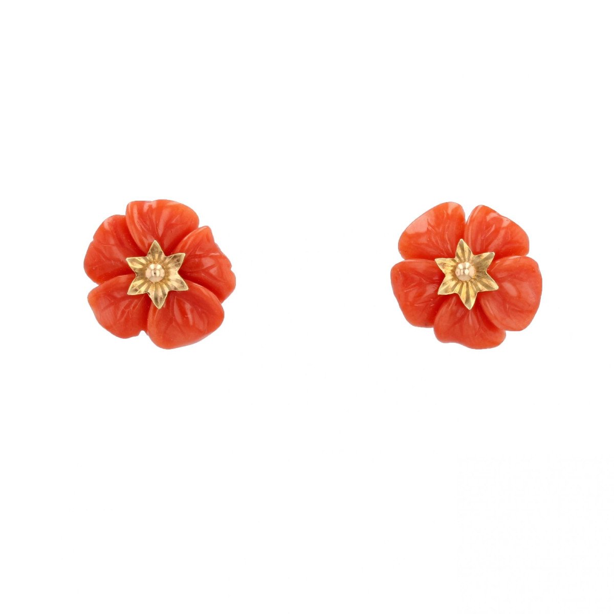 Boucles d'Oreilles Corail Et Or