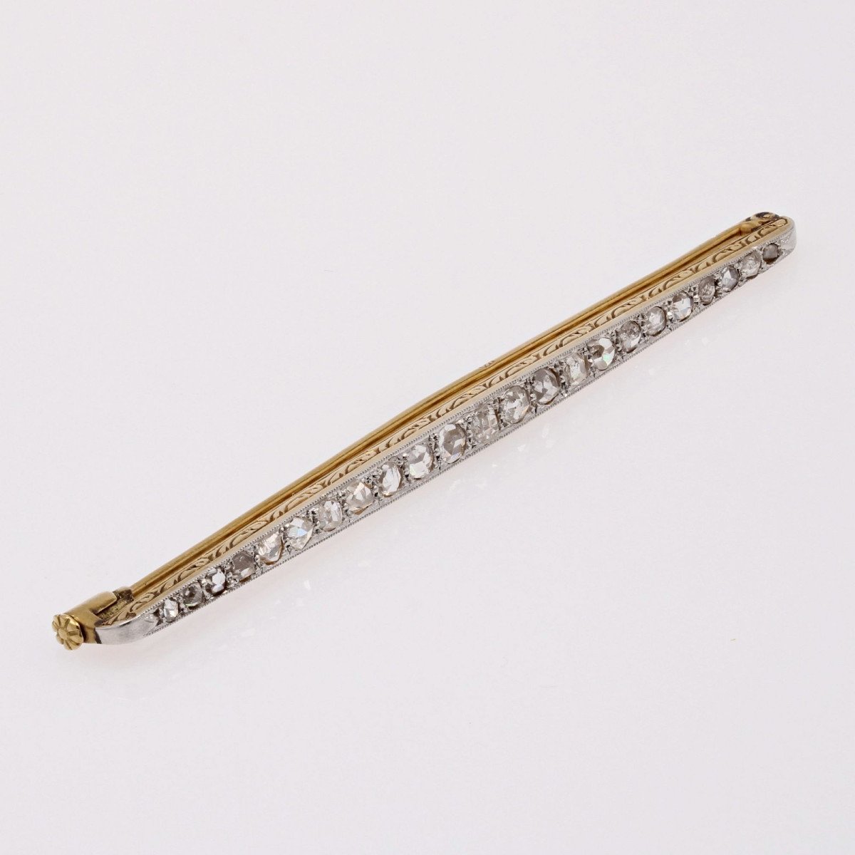 Old Diamond Barrette Brooch-photo-3