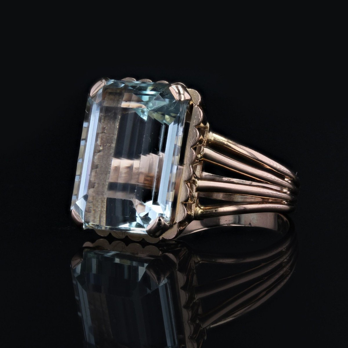 Aquamarine And Rose Gold Ring-photo-3