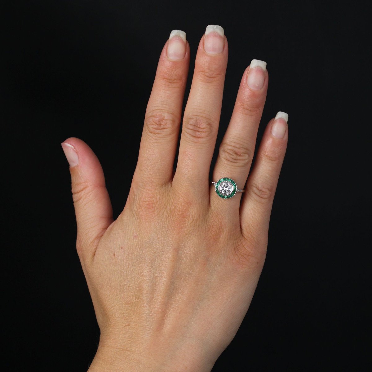 Calibrated Diamonds And Emeralds Ring-photo-2