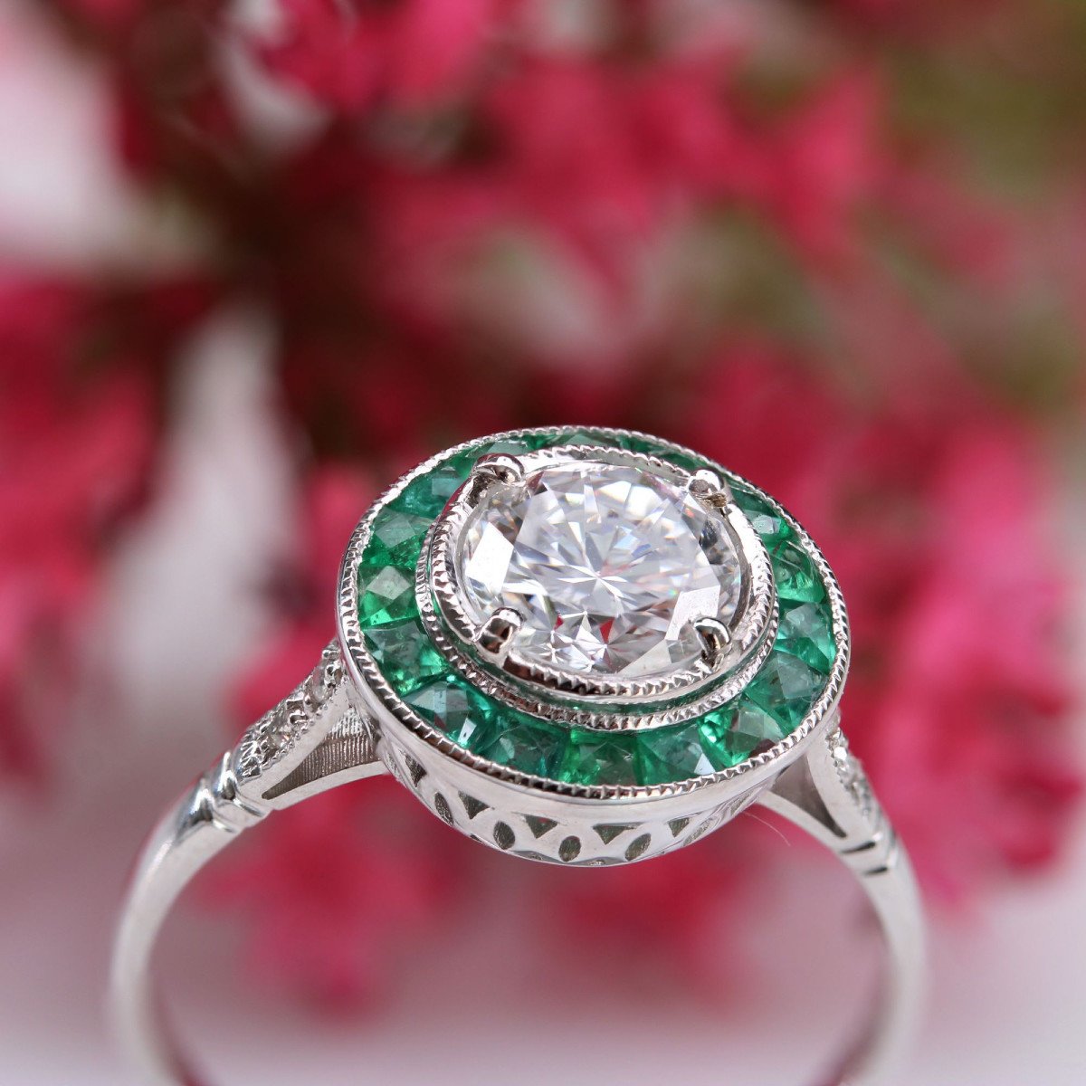 Calibrated Diamonds And Emeralds Ring-photo-6