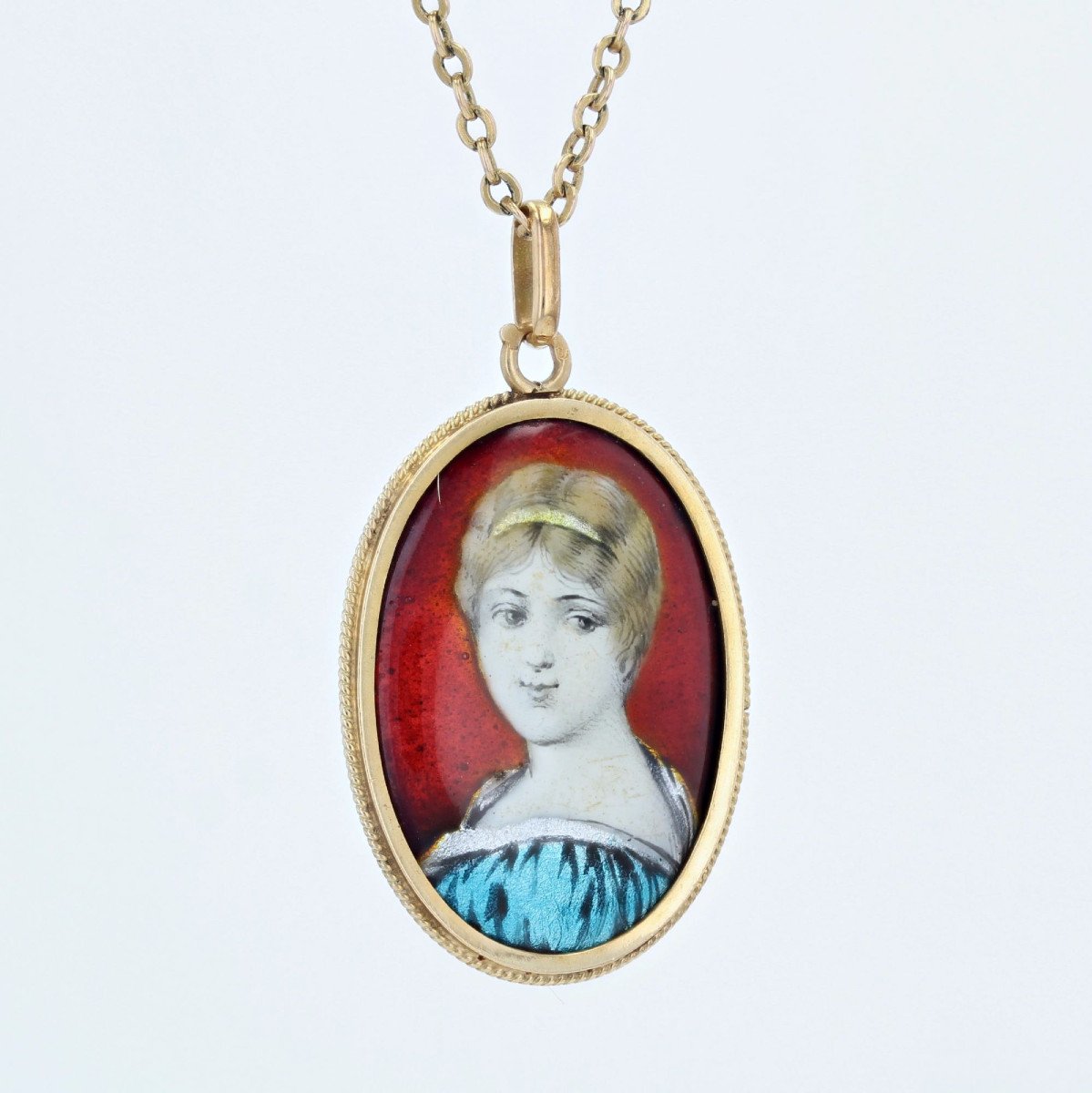 Limoges Enamel Yellow Gold Pendant-photo-1