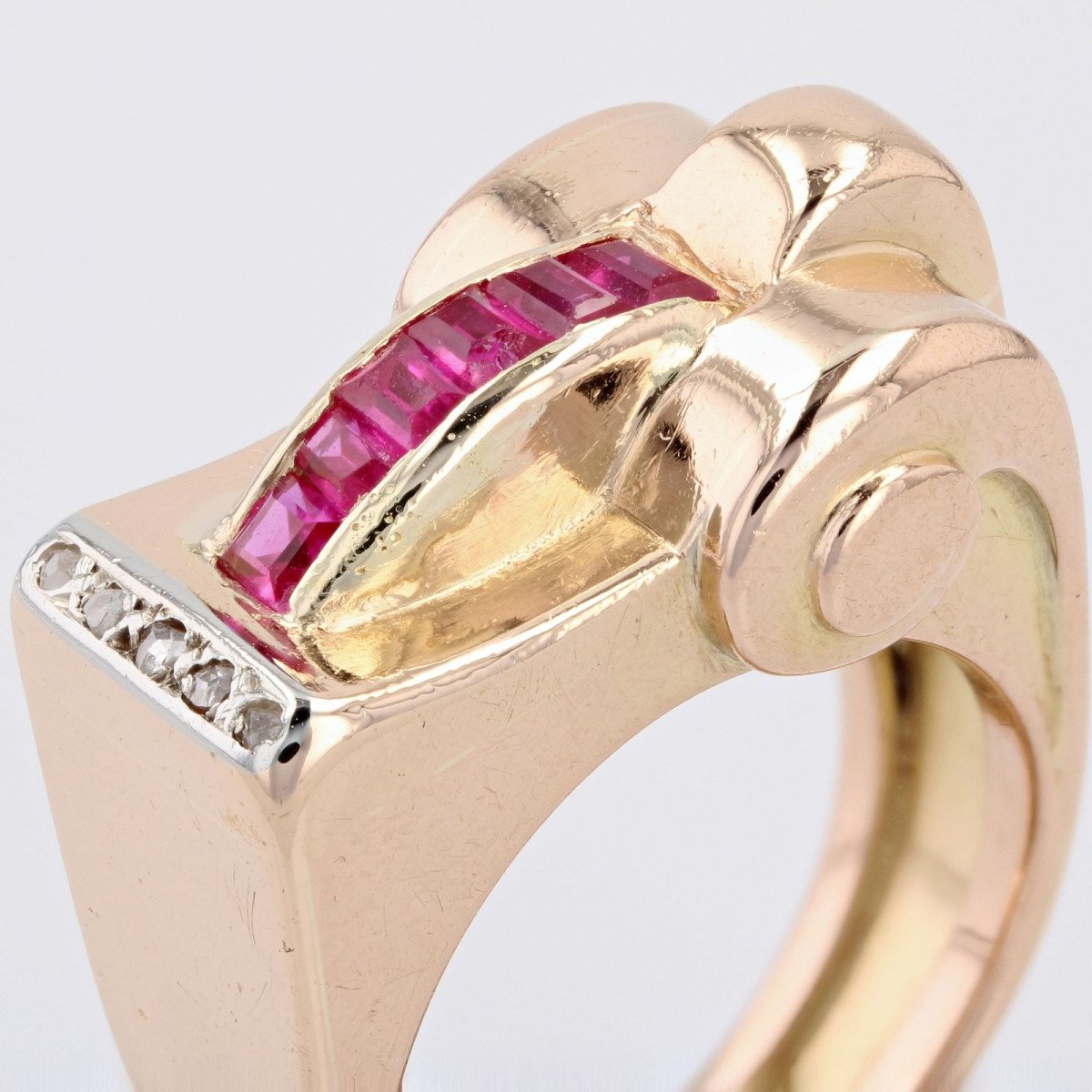 Ruby Diamond Asymmetric Tank Ring-photo-6