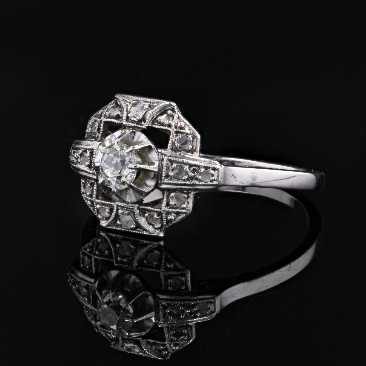 Old Art Deco Diamond Ring-photo-4