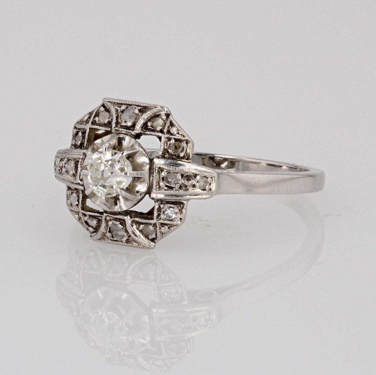 Old Art Deco Diamond Ring-photo-5