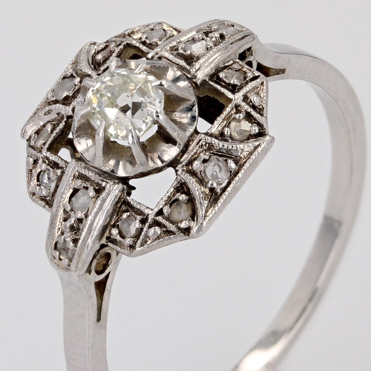 Old Art Deco Diamond Ring-photo-6