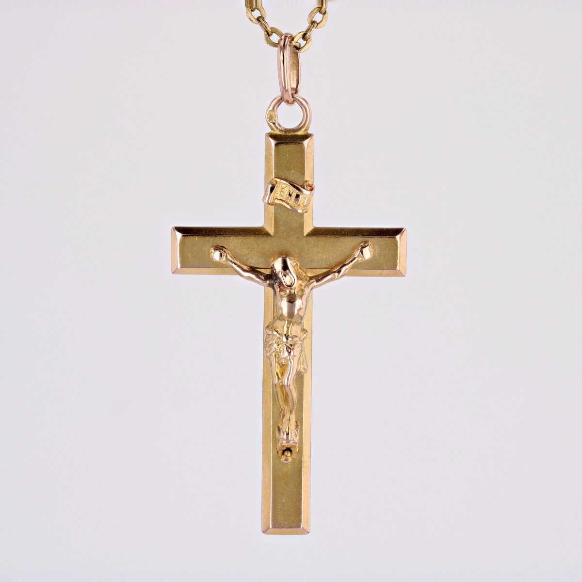 Old Rose Gold Cross With Christ-photo-3