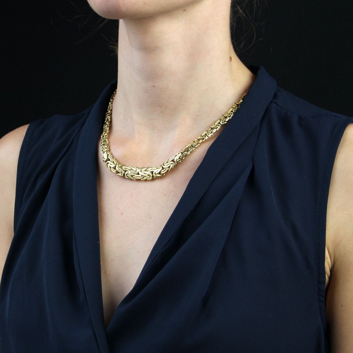 Collier Occasion Or Jaune Maille Entrelacée-photo-4