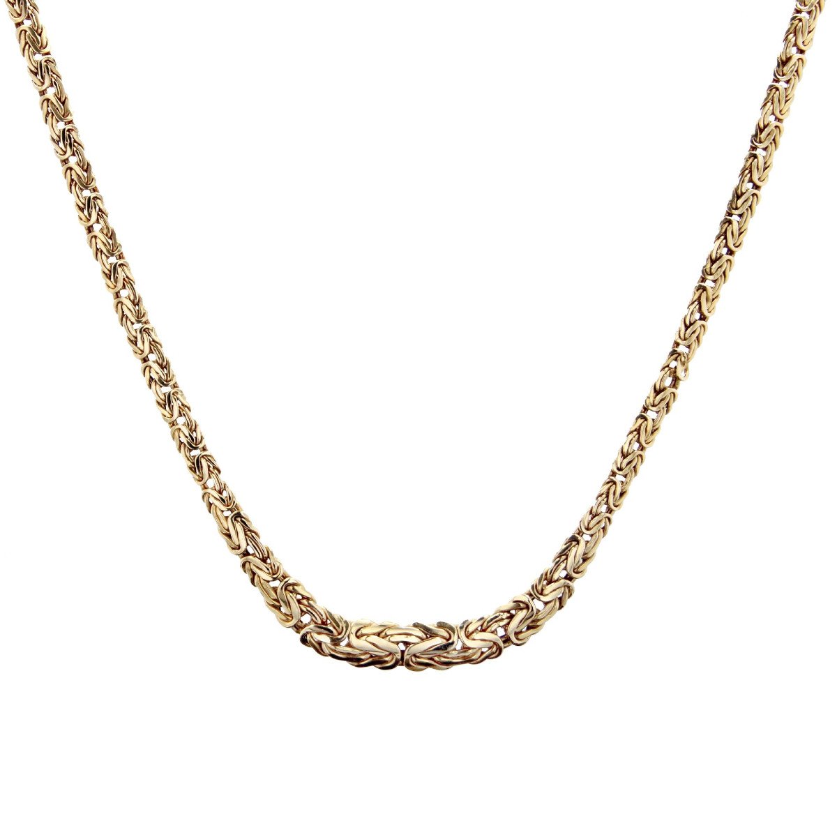 Used Necklace Yellow Gold Interwoven Mesh