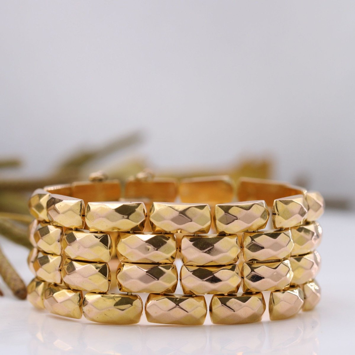 Antique Faceted Rose Gold Bracelet-photo-3