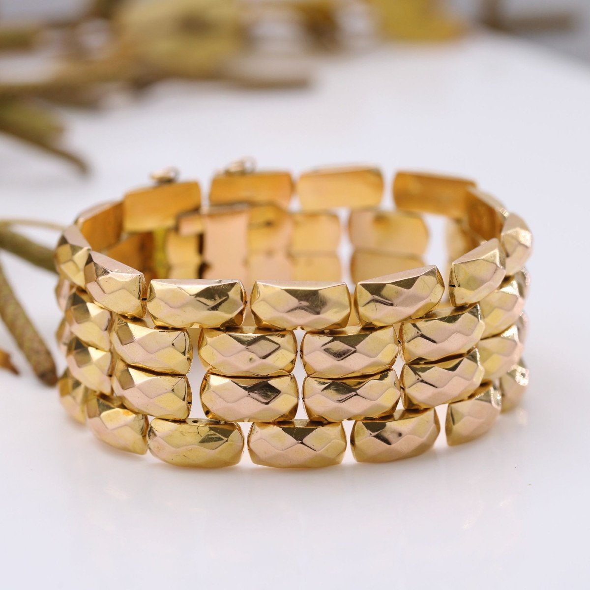 Antique Faceted Rose Gold Bracelet-photo-4