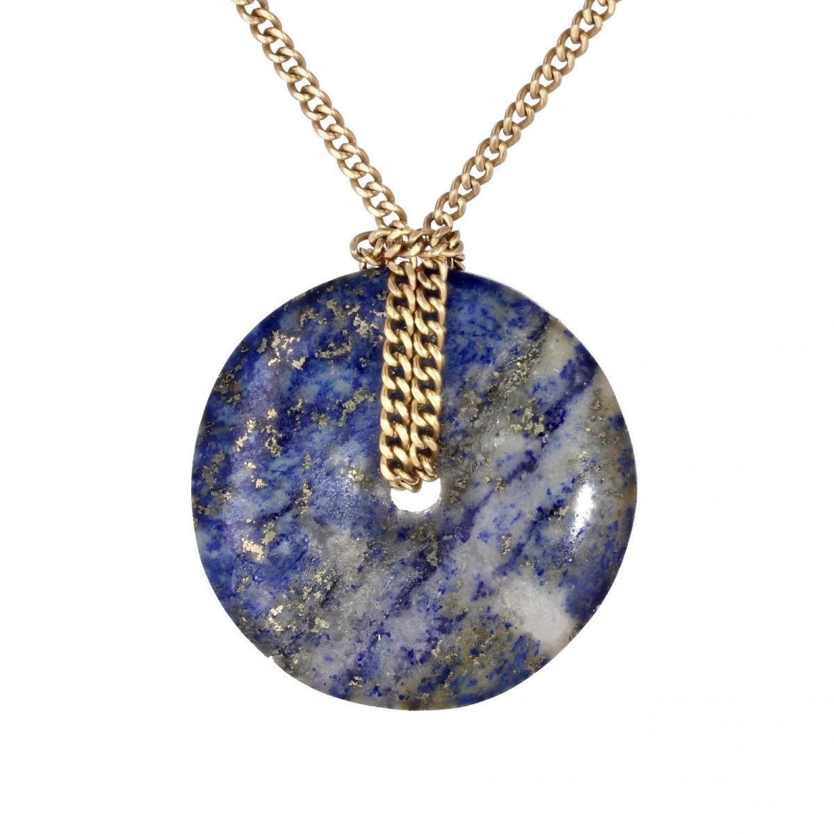 Chaine En Or Et Son Disque De Lapis Lazuli