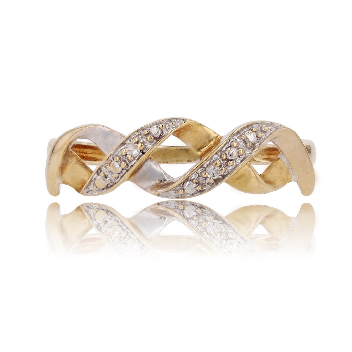 Modern Ring Diamonds 2 Intertwined Golds